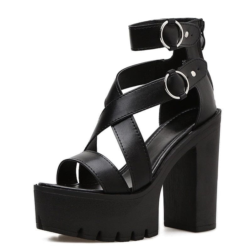 open toe rome style buckle gladiator high heels