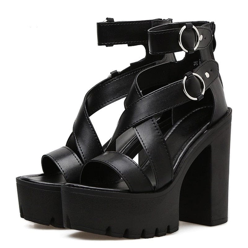 open toe rome style buckle gladiator high heels