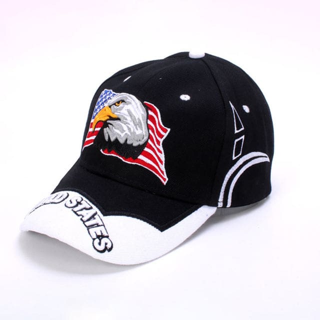 patriotic embroidery american eagle and usa flag baseball cap states black