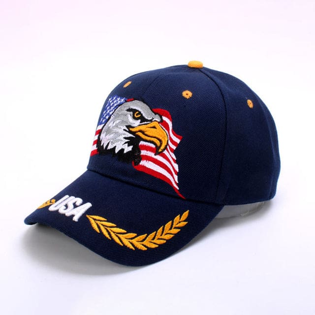 patriotic embroidery american eagle and usa flag baseball cap wheat ear navy