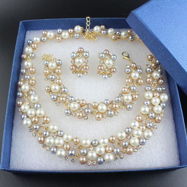 pearl dubai beads bridal wedding jewelry sets 5