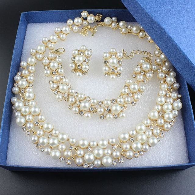 pearl dubai beads bridal wedding jewelry sets 6