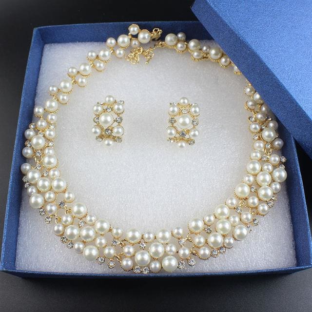 pearl dubai beads bridal wedding jewelry sets 7