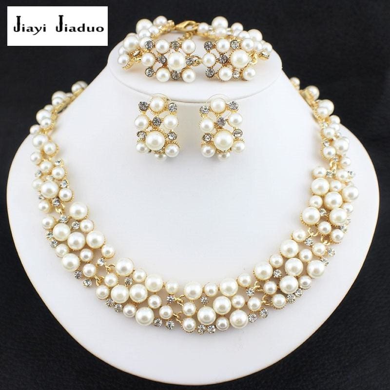 pearl dubai beads bridal wedding jewelry sets