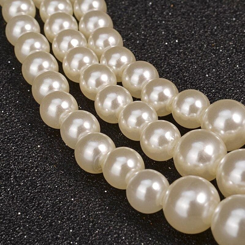 pendant three layer pearl statement necklace