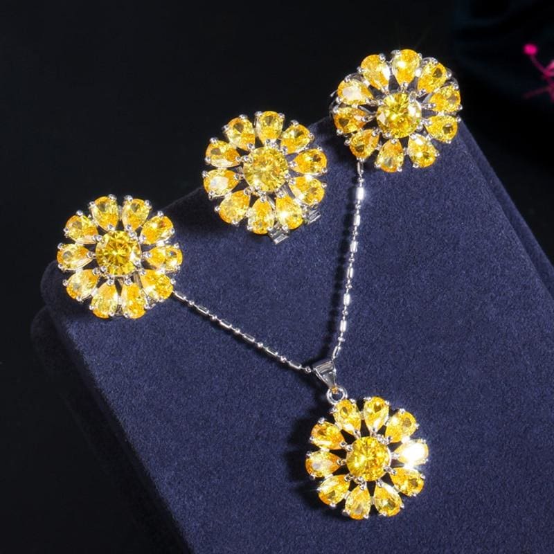 pera romantic purple amethyst cz topaz round flower shape silver 925 necklace earrings jewelry set