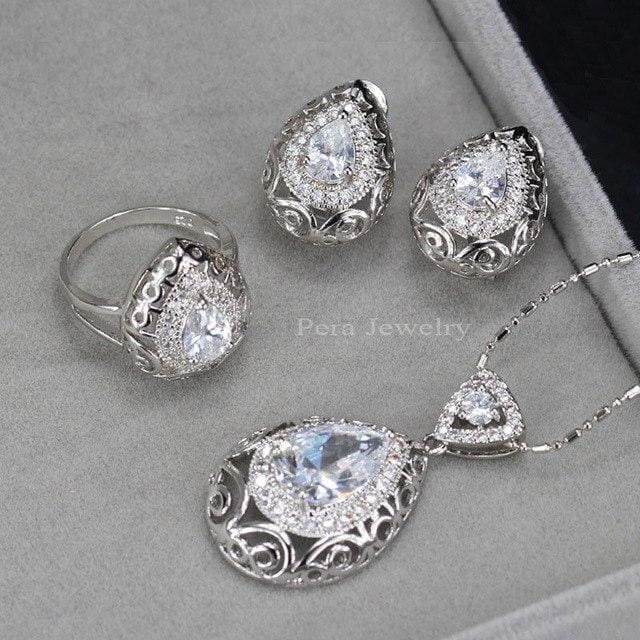 pera unique black crystal stone women costume jewelry white