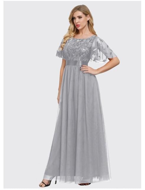 plus size a-line tulle lace long evening dress