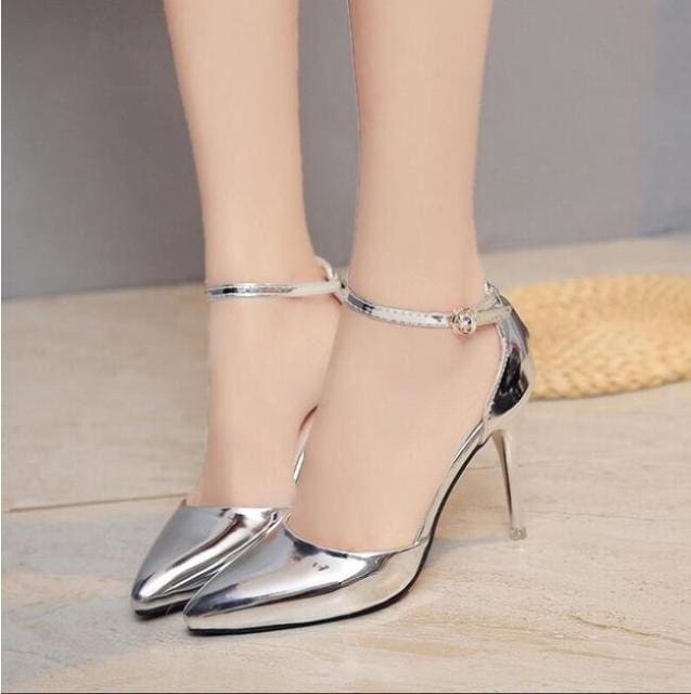 pointed toe ankle buckle thin heels sexy pumps