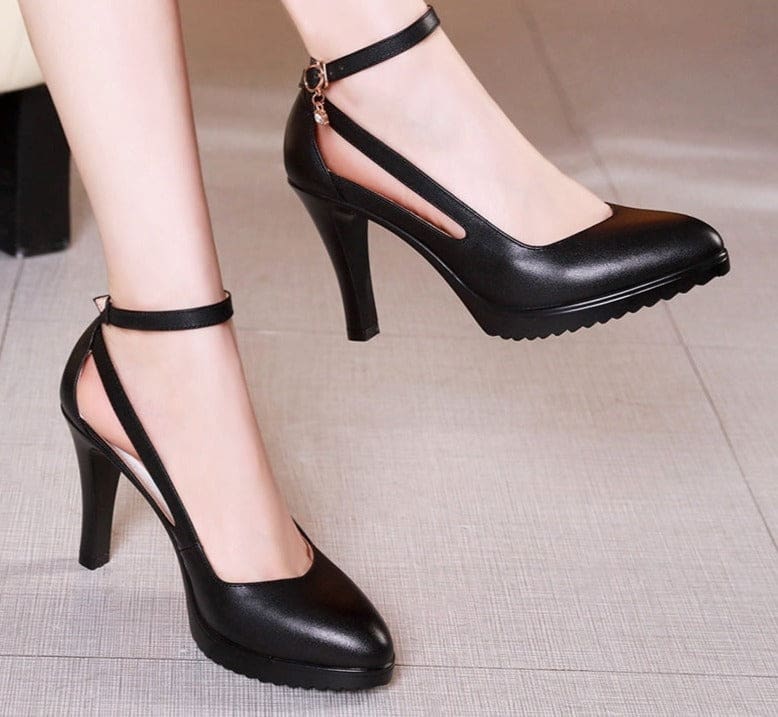 pointed toe buckle strap high heels