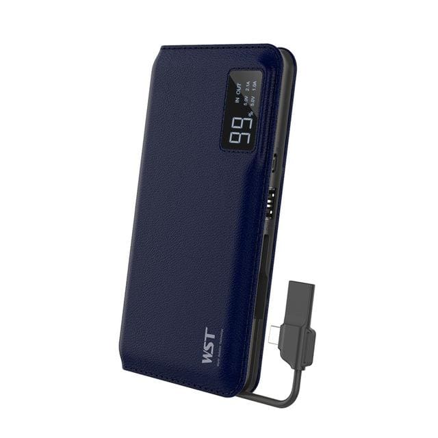 portable external battery charger for iphone/samsung with led display 10000 mah / darkblue