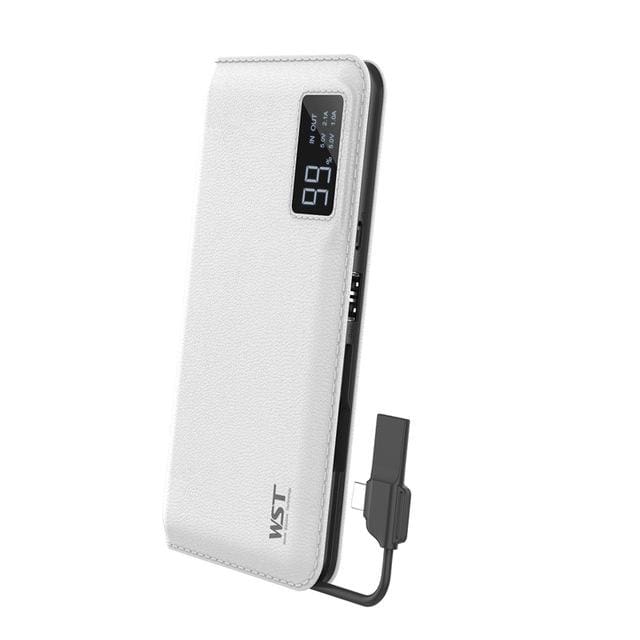 portable external battery charger for iphone/samsung with led display 10000 mah / white