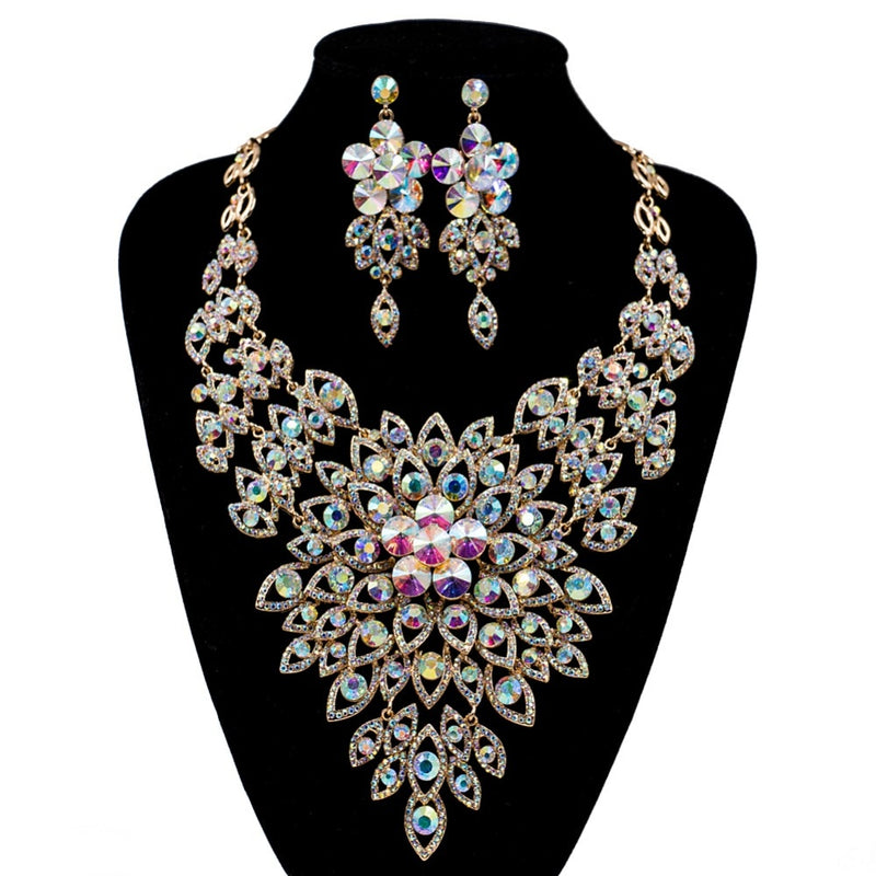 lan palace new arrivals boutique wedding jewelry set austrian crystal bridal necklace and earrings for party
