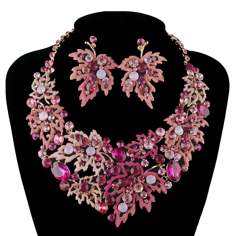wedding necklace sets maple leaf style necklace crystal bridal jewelry sets