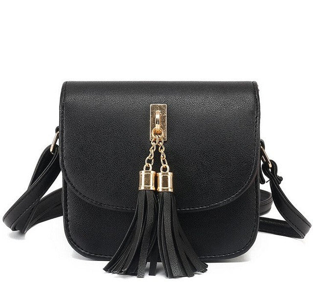vogue star fashion 2017 small chains bag women candy color tassel messenger bags female handbag shoulder bag flap women bag la33 black / mini(max length<20cm)