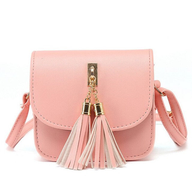 vogue star fashion 2017 small chains bag women candy color tassel messenger bags female handbag shoulder bag flap women bag la33 pink / mini(max length<20cm)