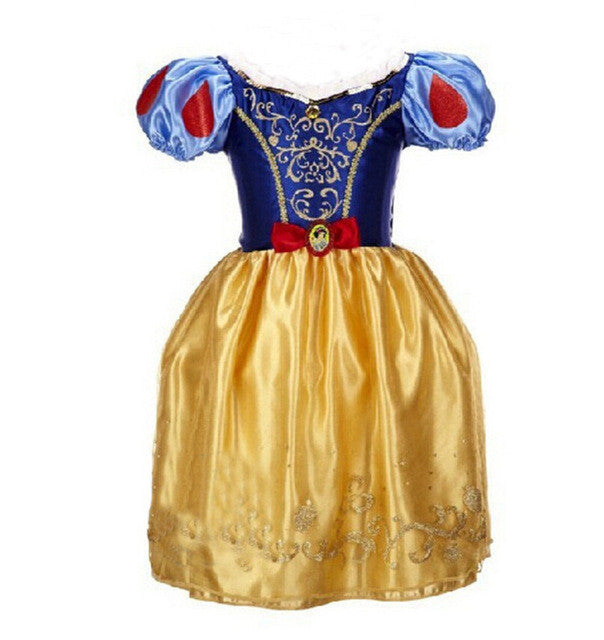 sofia cinderella rapunzel belle snow white 2017 girls kids short sleeve princess dresses up teenage party dress cosplay costume