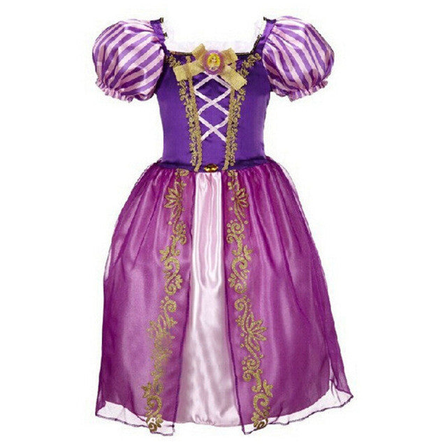 sofia cinderella rapunzel belle snow white 2017 girls kids short sleeve princess dresses up teenage party dress cosplay costume