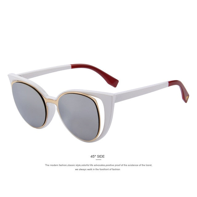 merry's fashion cat eye sunglasses women brand designer retro pierced female sun glasses oculos de sol feminino uv400 c03 white