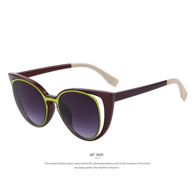 merry's fashion cat eye sunglasses women brand designer retro pierced female sun glasses oculos de sol feminino uv400 c07 yellow