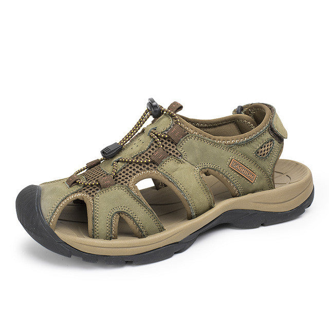 plus size 38-47  men sandals genuine leather fashion summer shoes men slippers breathable  men's sandals causal shoes leather