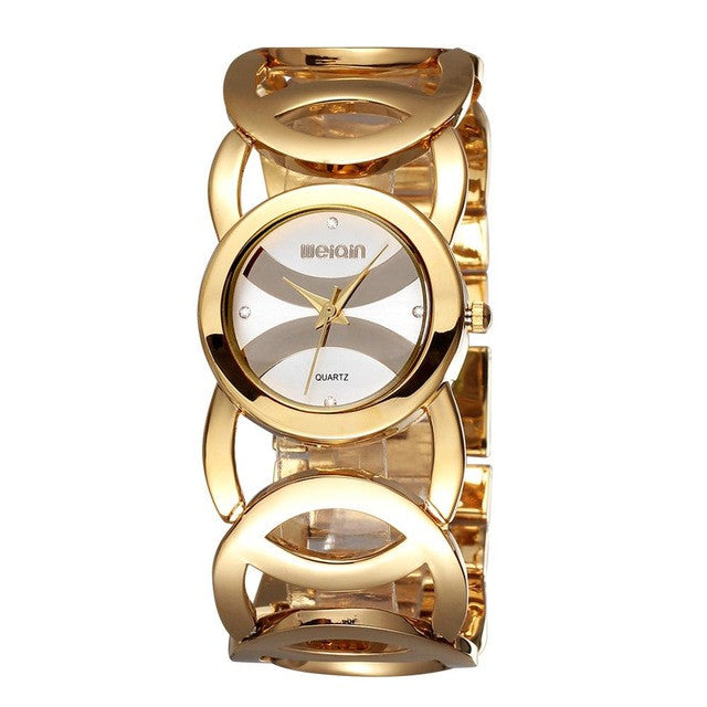 weiqin brand luxury crystal gold watches women fashion bracelet quartz watch shock waterproof relogio feminino orologio donna white gold