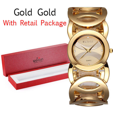 weiqin brand luxury crystal gold watches women fashion bracelet quartz watch shock waterproof relogio feminino orologio donna gold gold with box