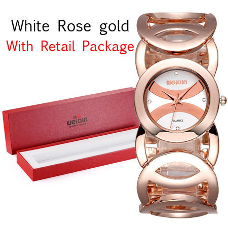 weiqin brand luxury crystal gold watches women fashion bracelet quartz watch shock waterproof relogio feminino orologio donna white rose gold  box