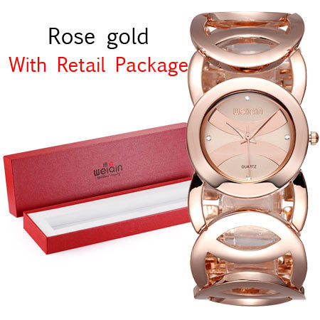 weiqin brand luxury crystal gold watches women fashion bracelet quartz watch shock waterproof relogio feminino orologio donna rose gold with box