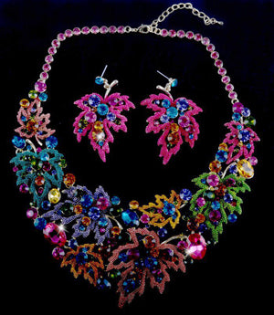 wedding necklace sets maple leaf style necklace crystal bridal jewelry sets multi