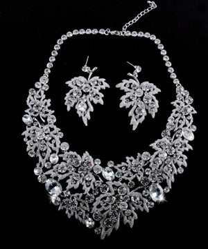 wedding necklace sets maple leaf style necklace crystal bridal jewelry sets white