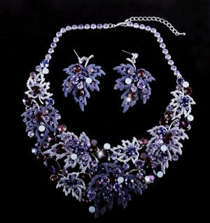 wedding necklace sets maple leaf style necklace crystal bridal jewelry sets purple