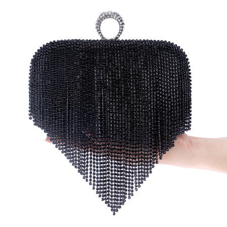 tassel rhinestone finger ring evening bags diamonds wedding handbags women day clutch mini purse bag with chain mixed color ym1011black