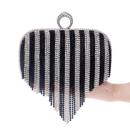 tassel rhinestone finger ring evening bags diamonds wedding handbags women day clutch mini purse bag with chain mixed color ym1011multi