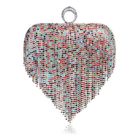 tassel rhinestone finger ring evening bags diamonds wedding handbags women day clutch mini purse bag with chain mixed color ym1011color
