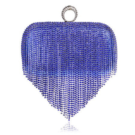 tassel rhinestone finger ring evening bags diamonds wedding handbags women day clutch mini purse bag with chain mixed color ym1011blue