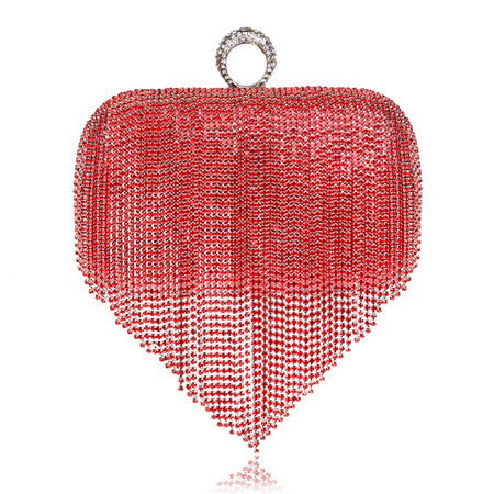 tassel rhinestone finger ring evening bags diamonds wedding handbags women day clutch mini purse bag with chain mixed color ym1011red