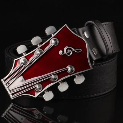 fashion men's belt metal buckle belts retro guitar  street dance accessories performance apparel hip hop  waistband novel belt 3 / 115cm