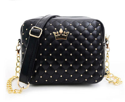 women fashion rivet chain shoulder bag black bag