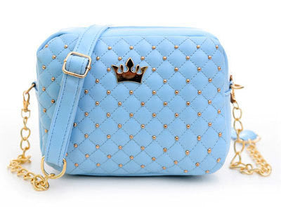 women fashion rivet chain shoulder bag blue bag