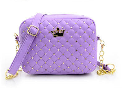 women fashion rivet chain shoulder bag purple bag