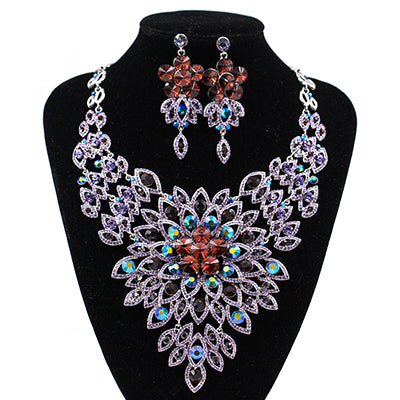 lan palace new arrivals boutique wedding jewelry set austrian crystal bridal necklace and earrings for party multi