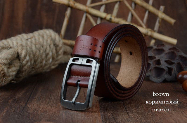 cowather 100% cowhide genuine leather belts for men brand strap male pin buckle fancy vintage jeans cintos xf001 freeshipping