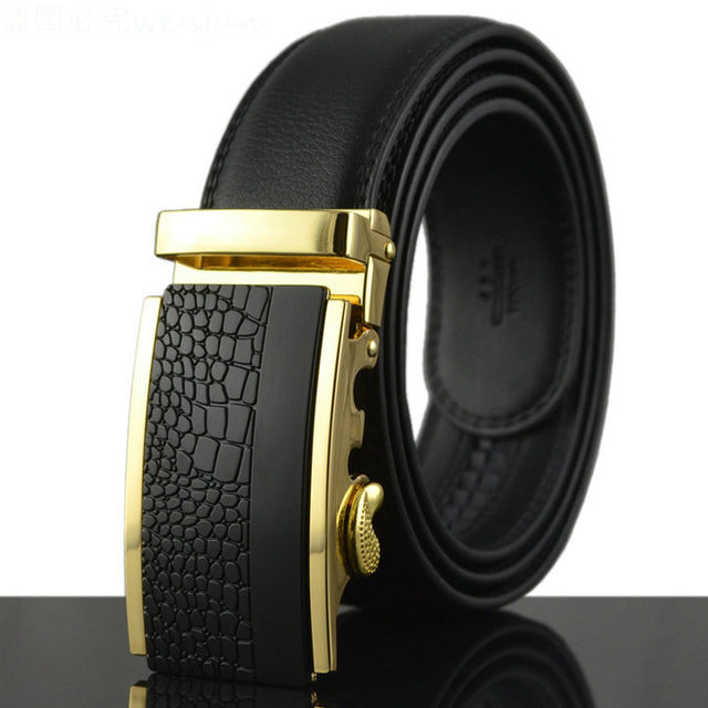 wowtiger belt man hot fashion cowhide leather men designer luxury famous high quality automatic buckle men belts for men