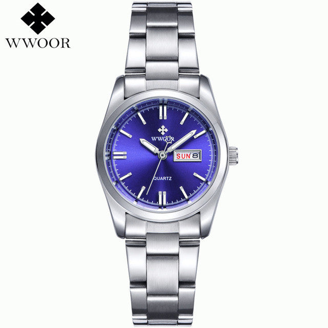 new brand relogio feminino date day clock female stainless steel watch ladies fashion casual watch quartz wrist women watches blue