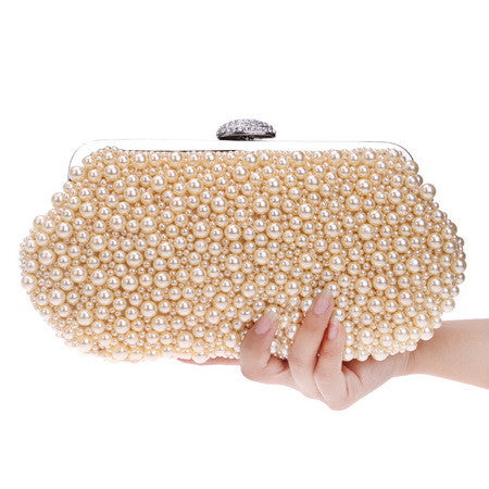 women messenger beaded women vintage evening bags imitation pearl shell women bag shoulder bags,diamonds clutch bag for wedding ym1064champagn