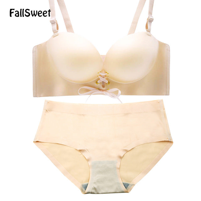 fallsweet padded push up women bra set sexy lingerie set for small breast ladies bras and panties set a b cup