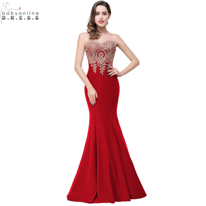 robe de soiree longue sexy backless red mermaid lace evening dress long cheap appliques evening gowns vestido de festa