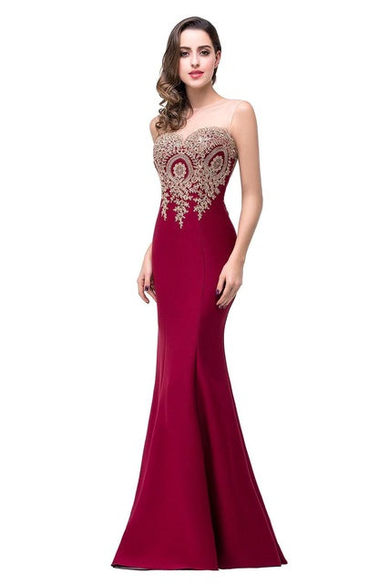 robe de soiree longue sexy backless red mermaid lace evening dress long cheap appliques evening gowns vestido de festa