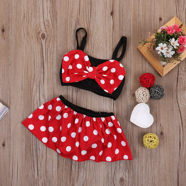 wholesale price 2017 new cartoon baby girls swimwear kids cute two-piece suit bikini child swimsuit beach wear children clothes